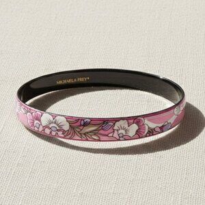 Floral Pink Enamel Bracelet